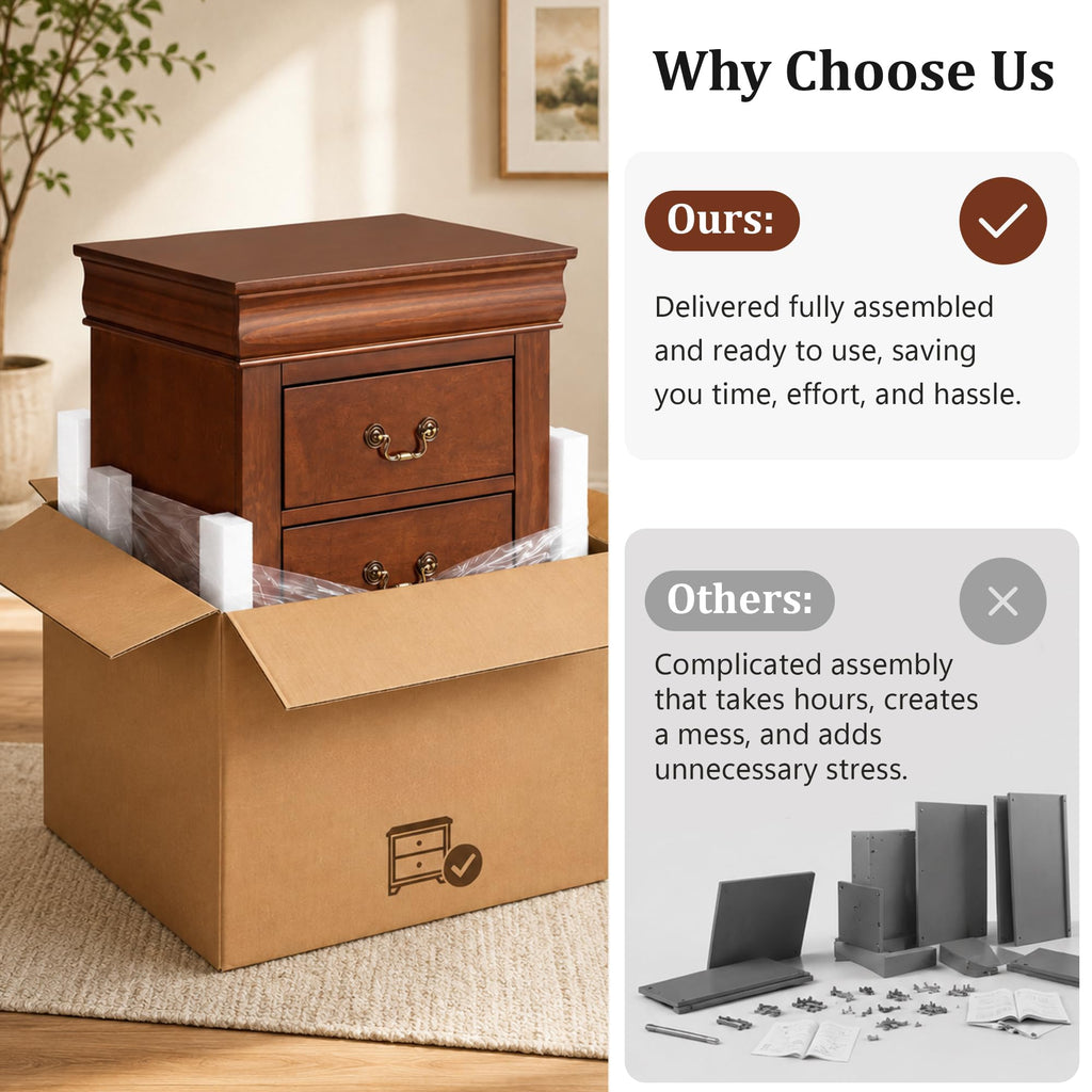 Solid Wood 2 Drawer Nightstand U69008