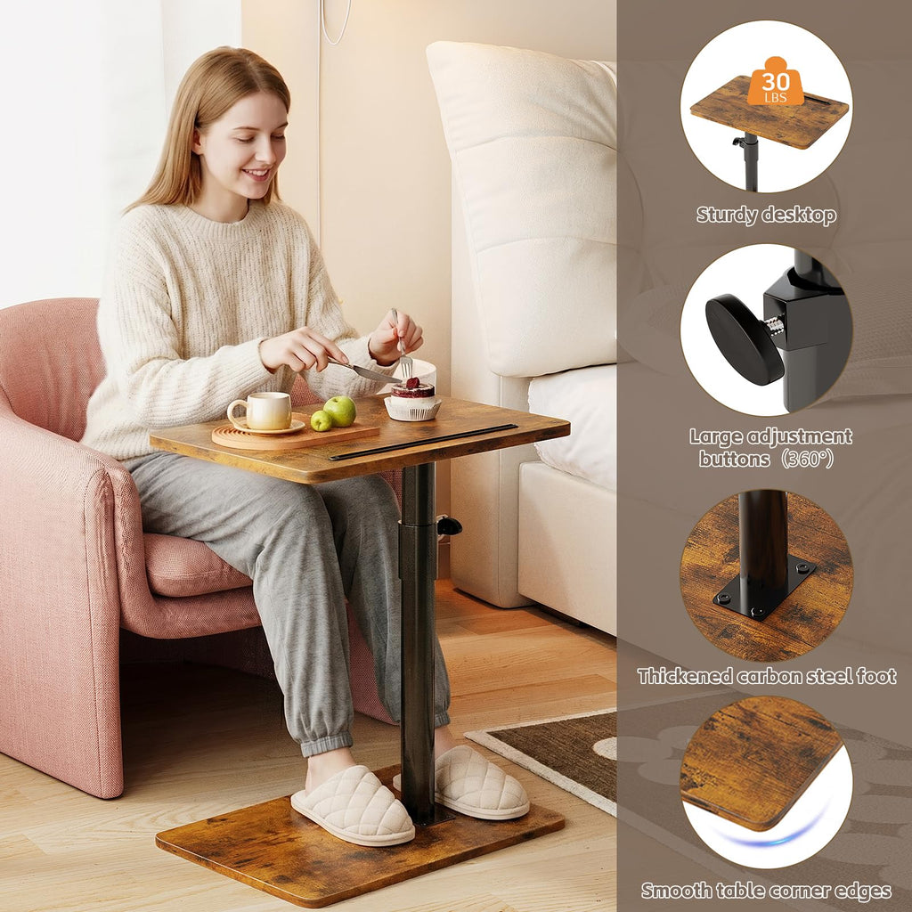 Height Adjustable Swivel C Shaped Side Table Set of 2 X485110