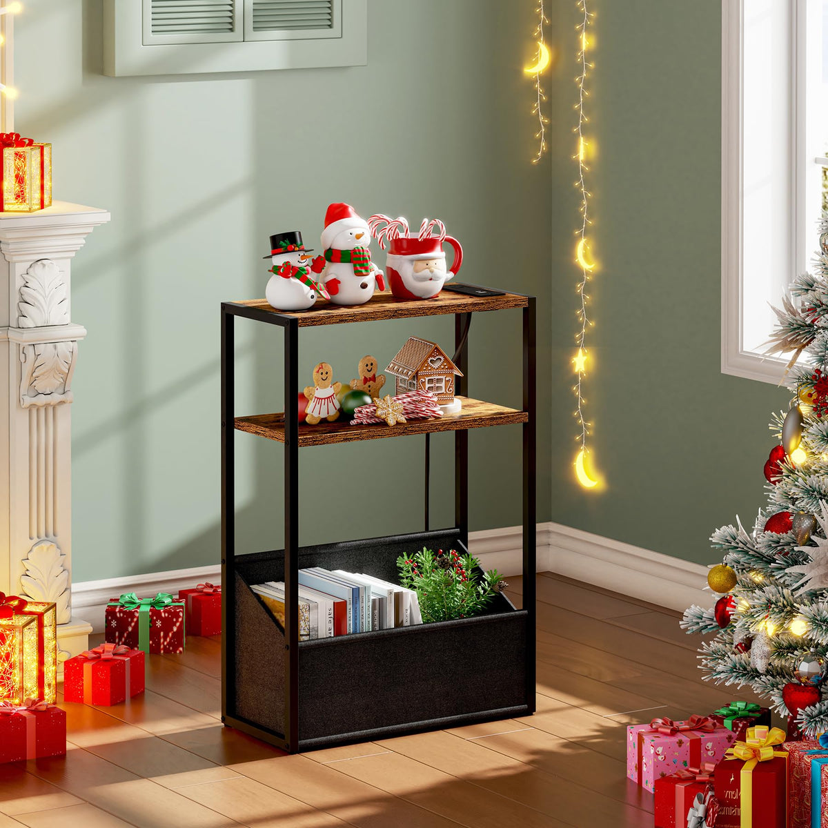 Narrow Side Table with Charging Station V96227