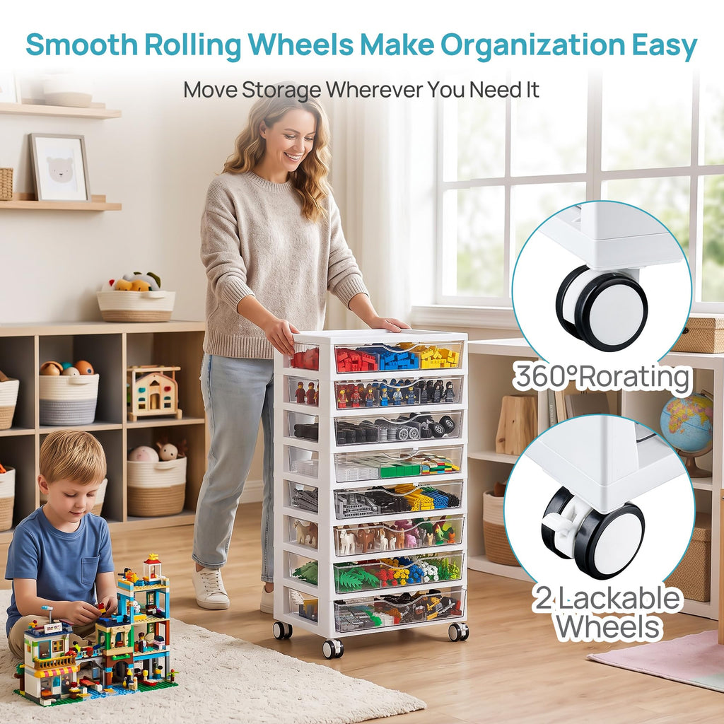 8 Tier Rolling Cart with Drawers H3509