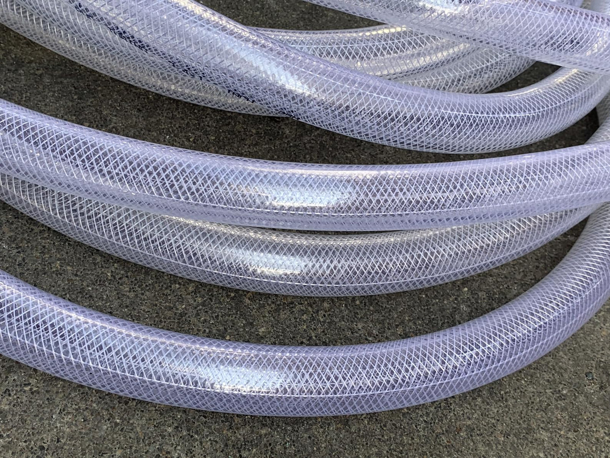 1" OD 100Ft Braided Clear PVC Vinyl Tubing G429304