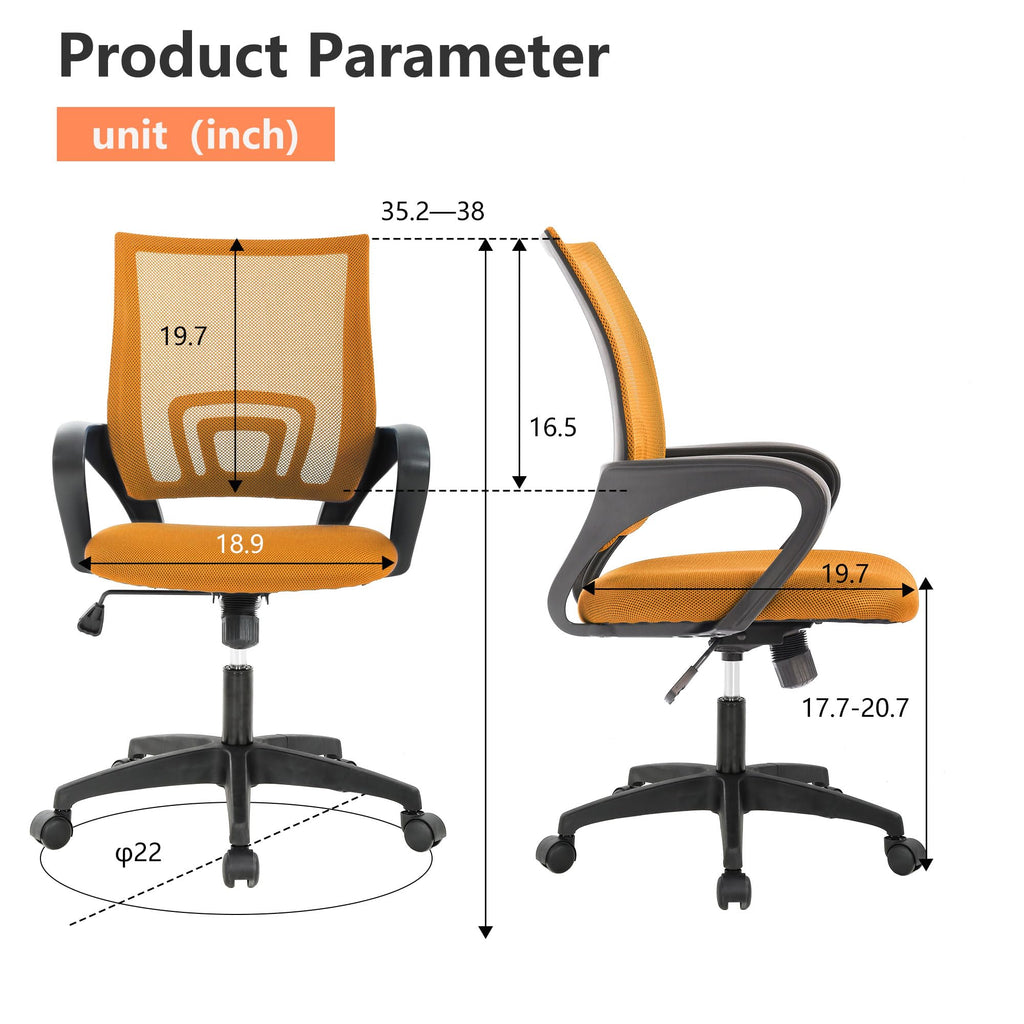 Orange Office Chair with Lumbar Support E740