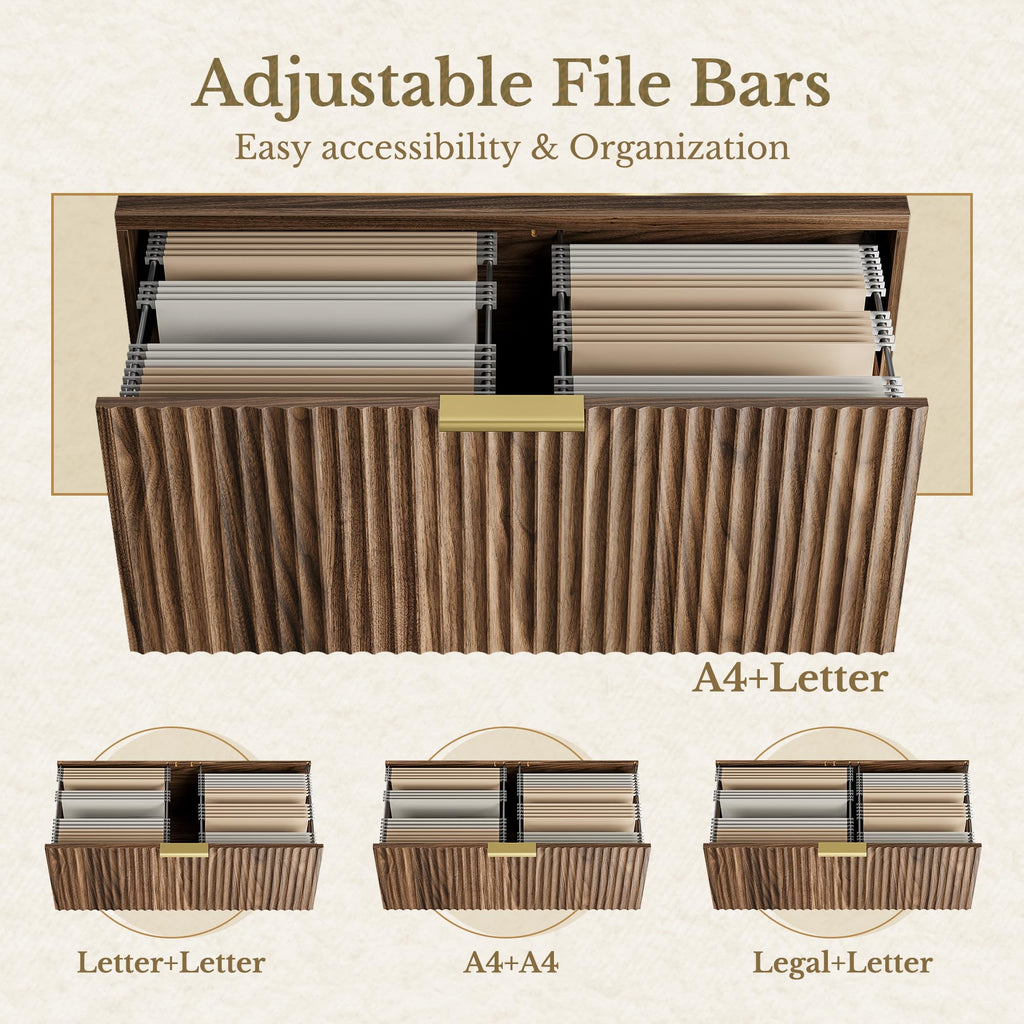Black Walnut 2 Drawer Fluted Lateral File Cabinet I406256