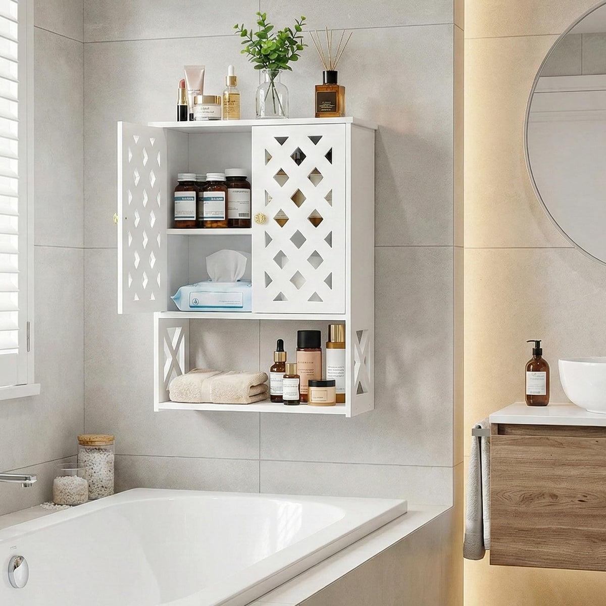 Bathroom Medicine Cabinet with 2 Doors C10569