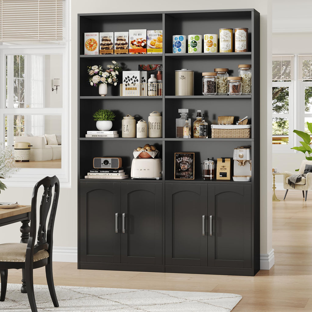 Double Wide Bookshelf and Bookcase with Doors I464