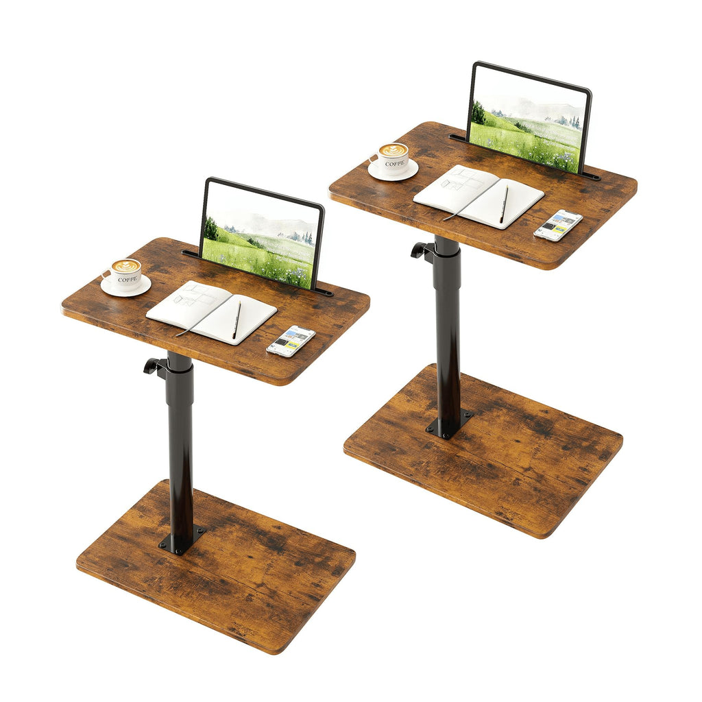 Height Adjustable Swivel C Shaped Side Table Set of 2 X485110