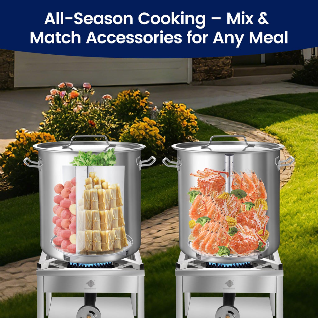 64QT Stainless Steel Stockpot with Basket T3956