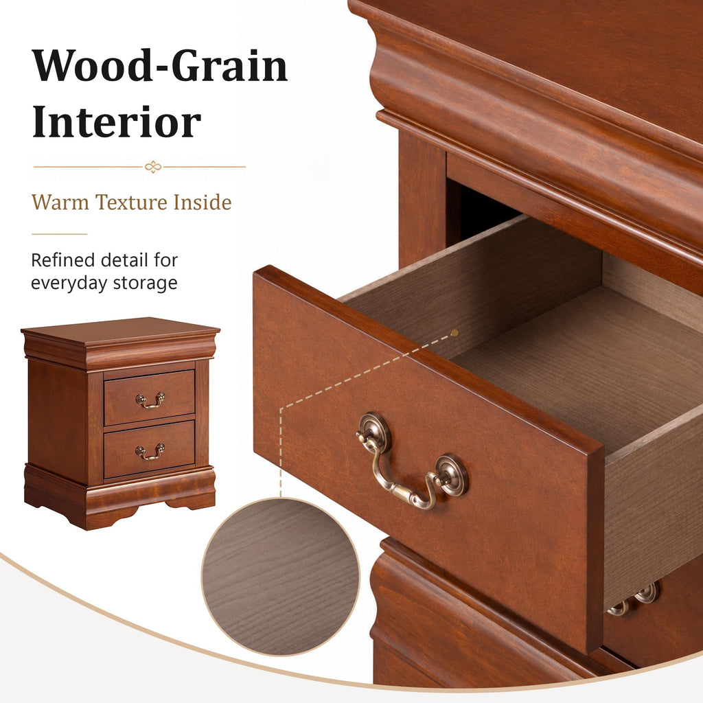 Solid Wood 2 Drawer Nightstand U69008