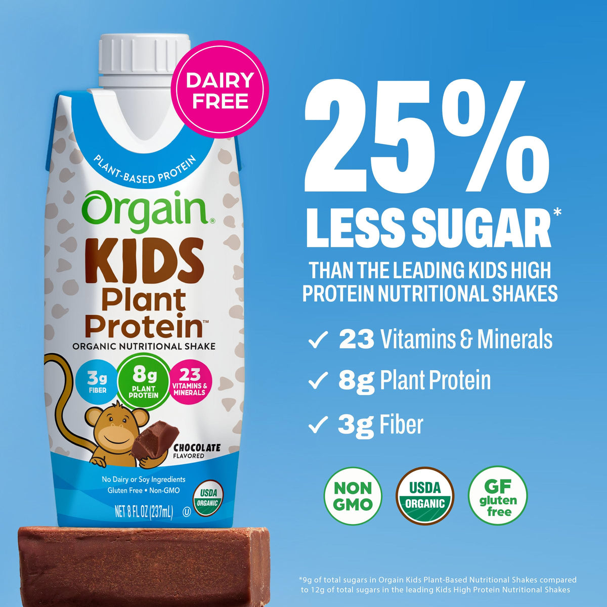 Organic Vegan Kids Protein Shakes Chocolate 8 Fl Oz 12 Pack W207803