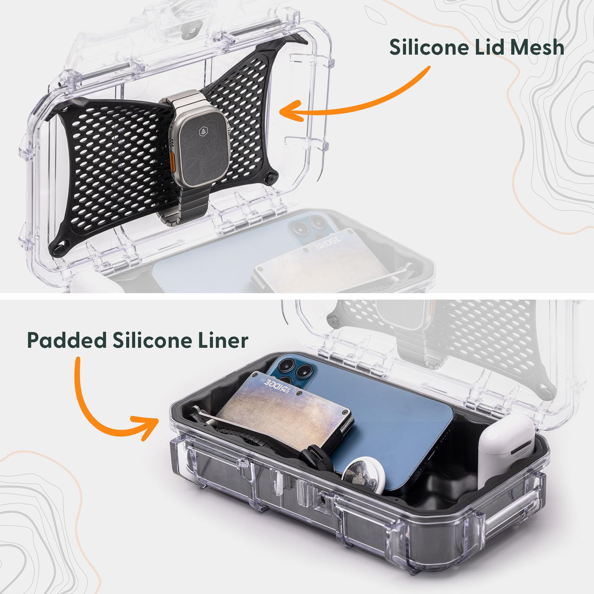 Clear Waterproof Dry Box Protective Case Colored Rubber Insert L949928
