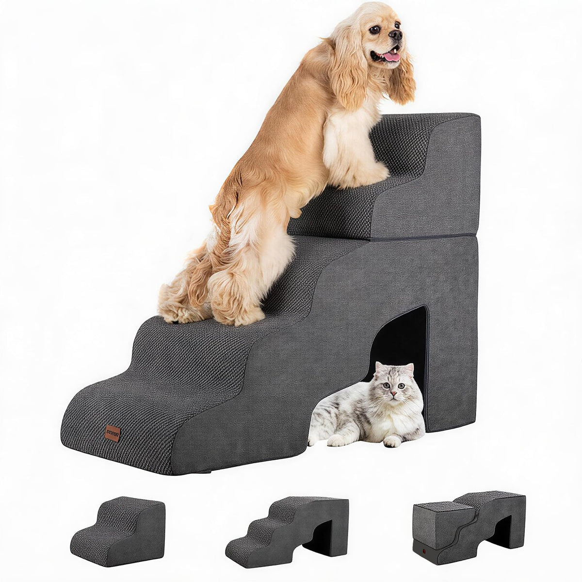 5-Step Non-Slip Dog Stairs with Tunnel D654