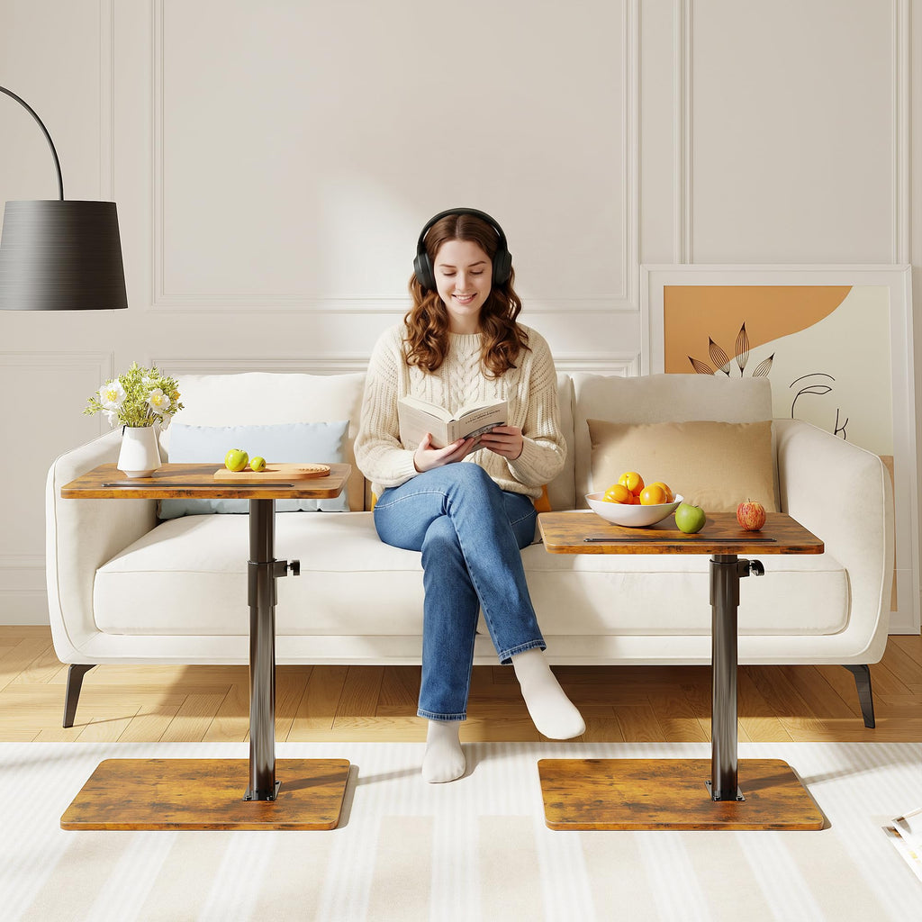 Height Adjustable Swivel C Shaped Side Table Set of 2 X485110