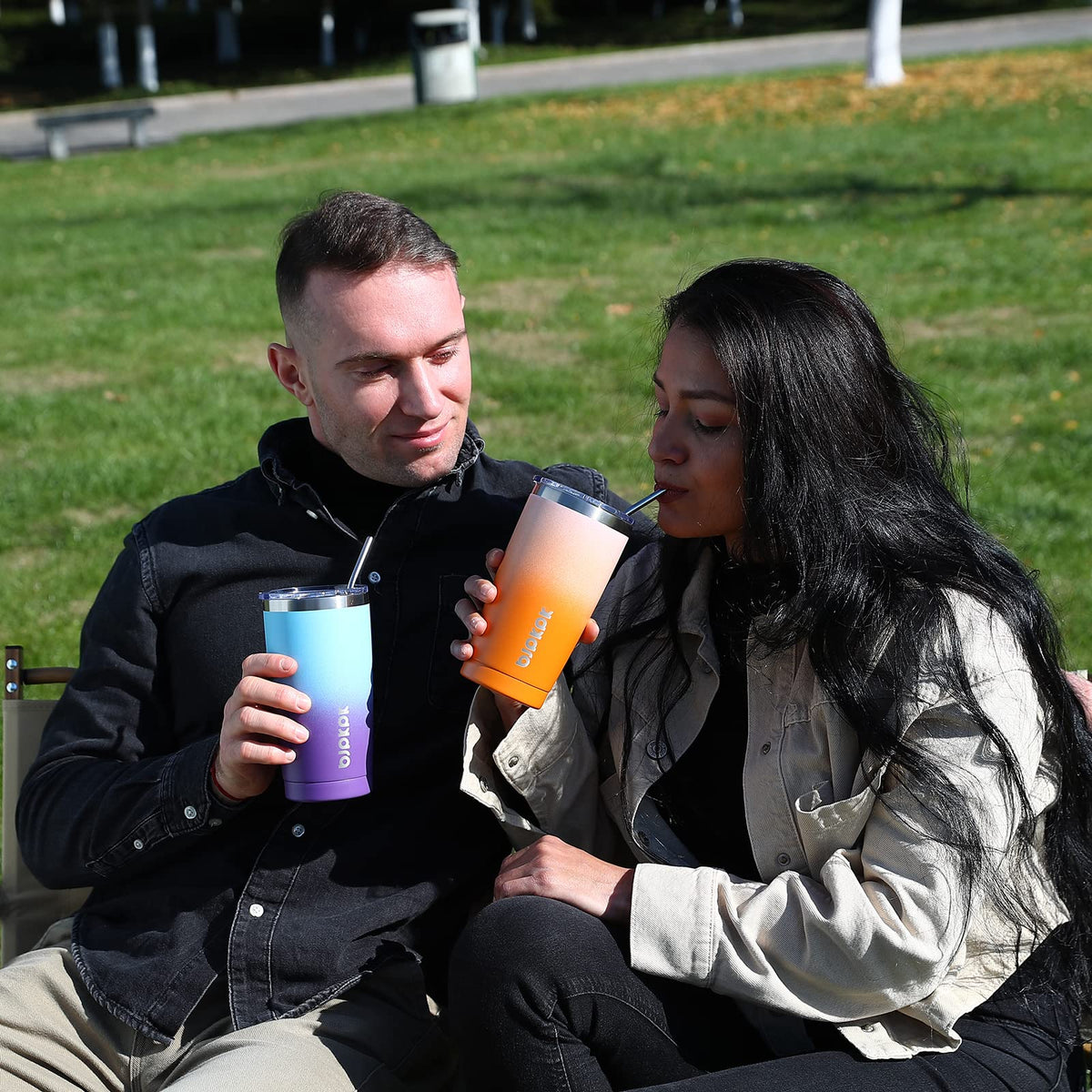 20oz Insulated Stainless Steel Tumbler with Lid & Straw R890883