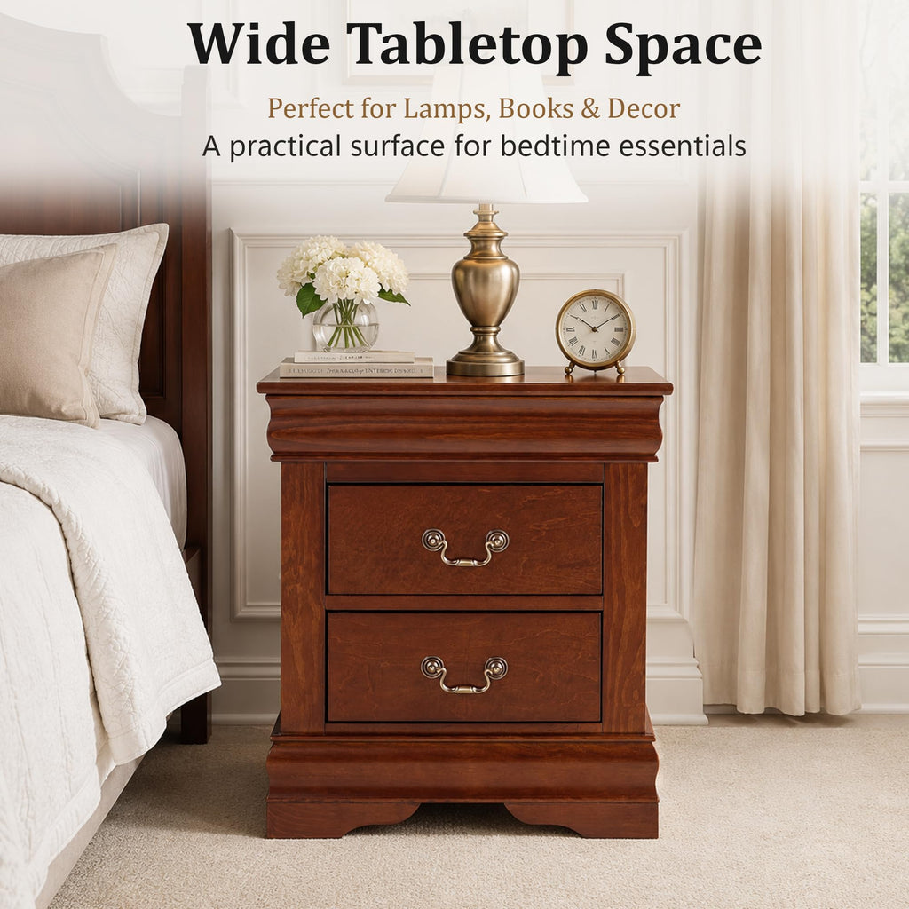 Solid Wood 2 Drawer Nightstand U69008
