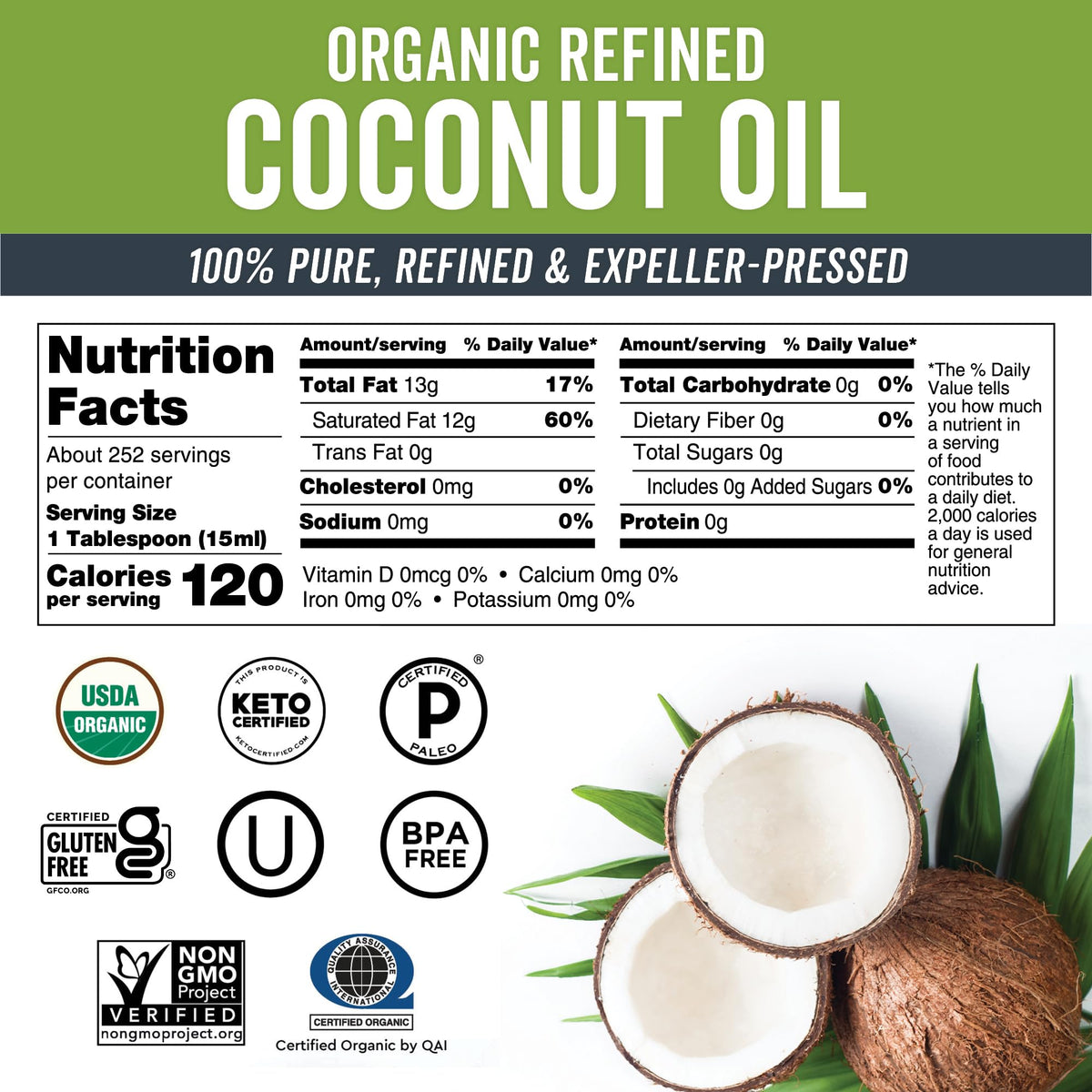 Organic Refined Coconut Oil 128 fl oz I17118
