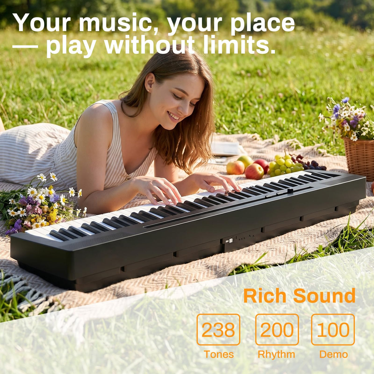 88-Key Portable Weighted Digital Piano F241