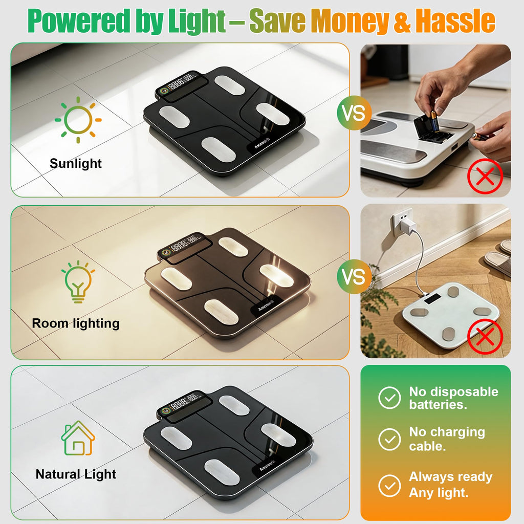 Solar Powered Smart Scale for Body Weight A9143