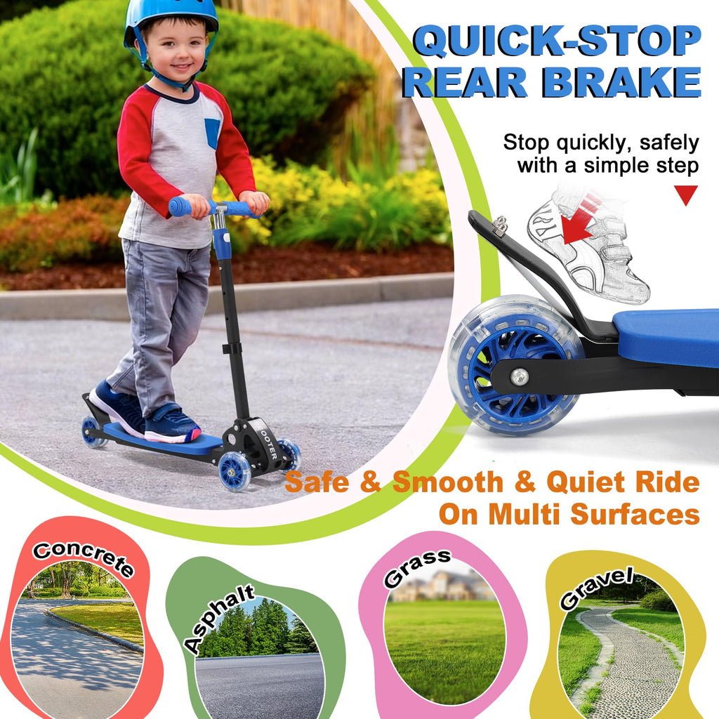 Light up 3 Wheels Folding Kick Scooter with Adjustable Handlebar C4140