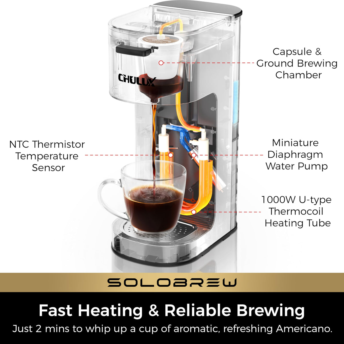 Single Serve Coffee Maker with Ground Filter D881494
