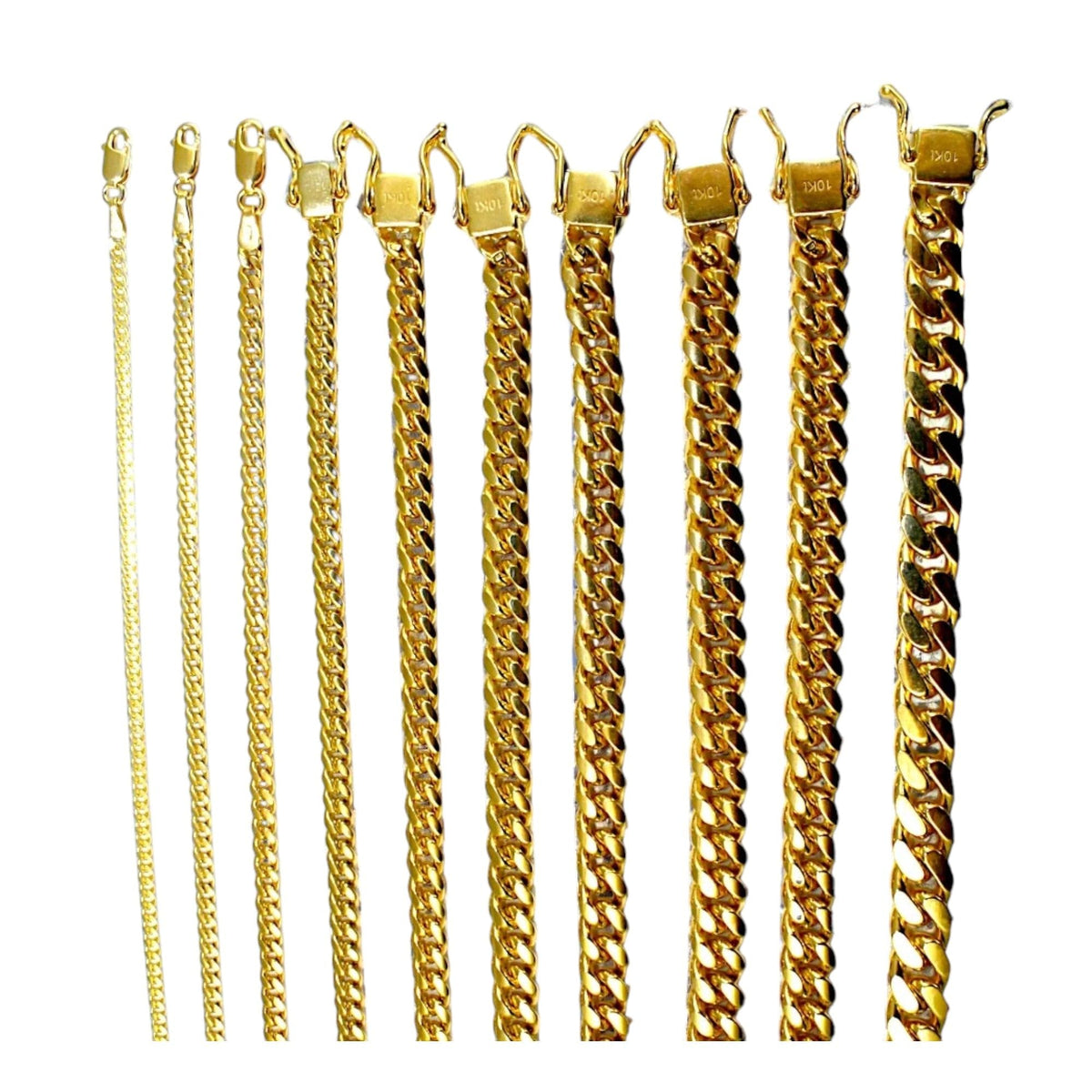 10K Yellow Gold Solid Miami Cuban Link Chain N6522