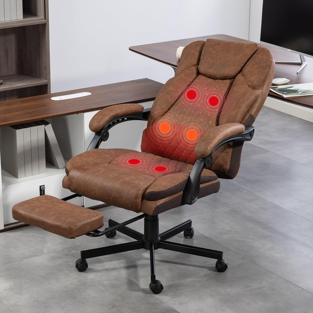 Brown PU Leather Massage Office Chair with Foot Rest Q889144