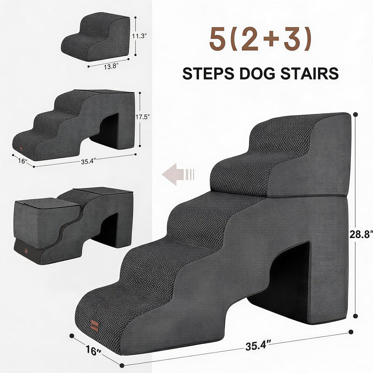 5-Step Non-Slip Dog Stairs with Tunnel D654