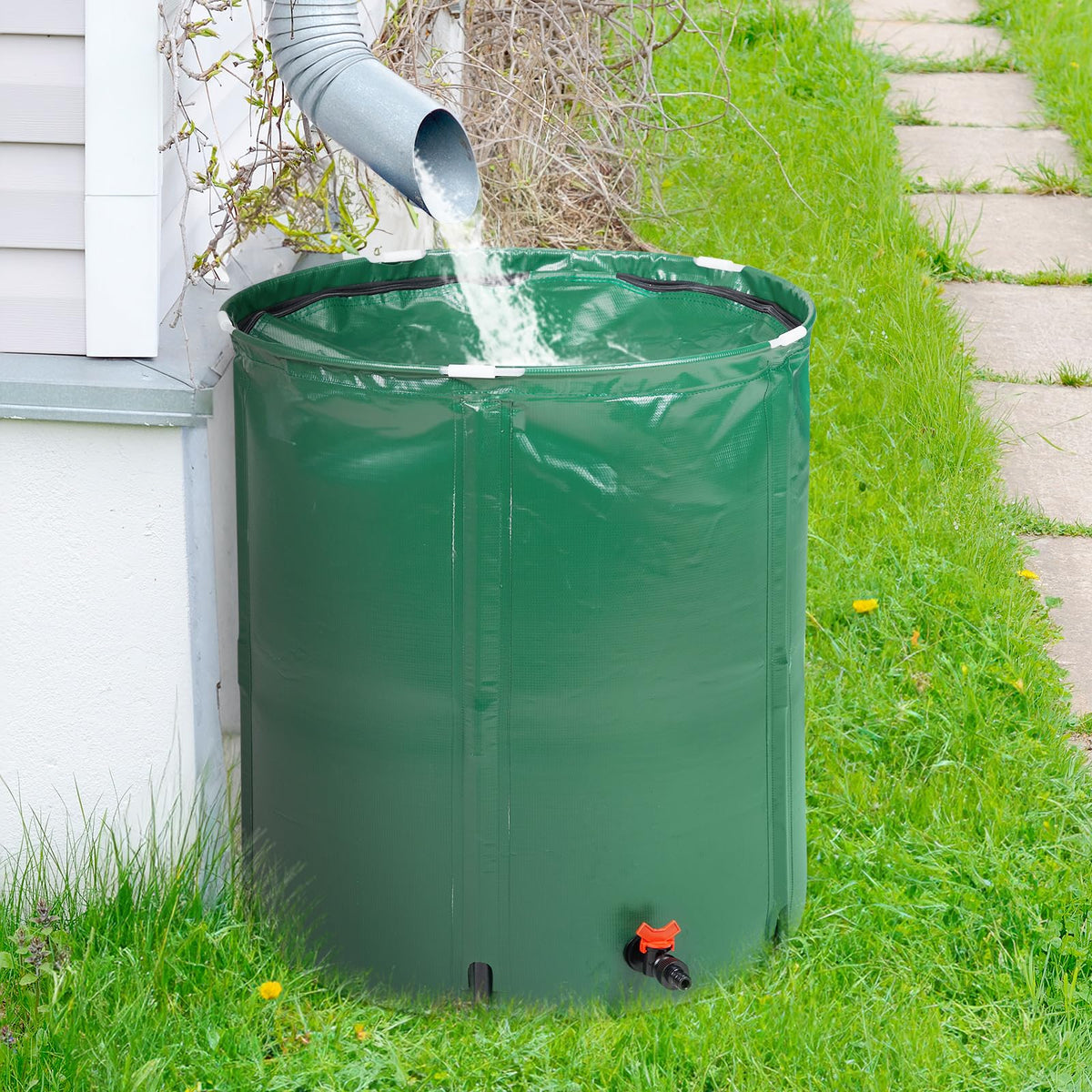 50 Gallon Portable Folding Rain Barrel with Spigots R14494