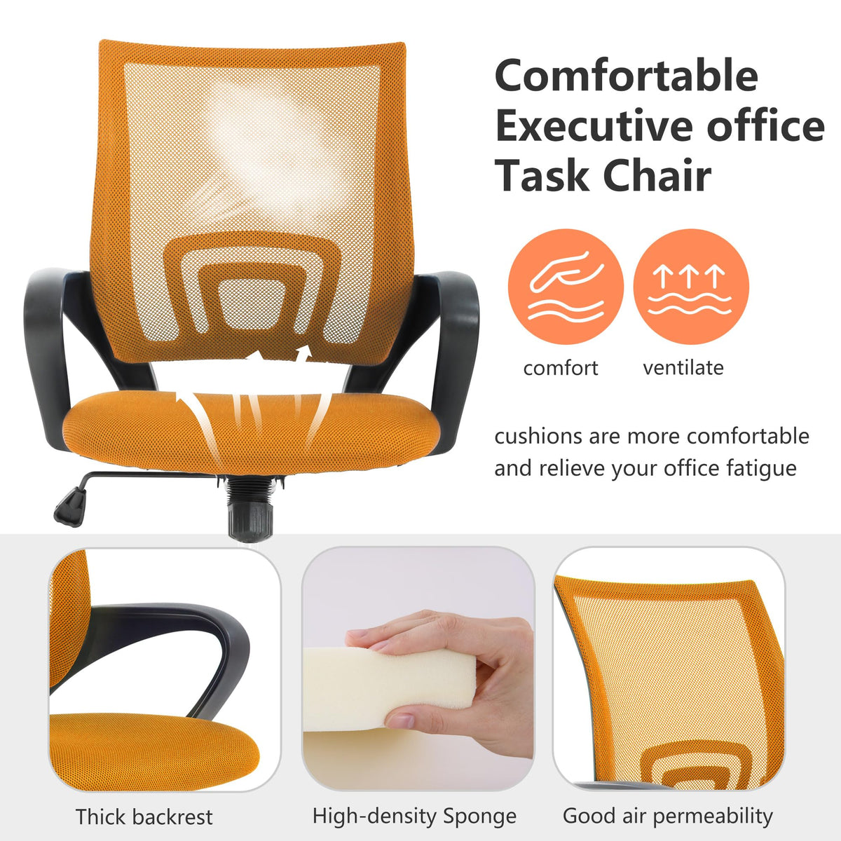 Orange Office Chair with Lumbar Support E740