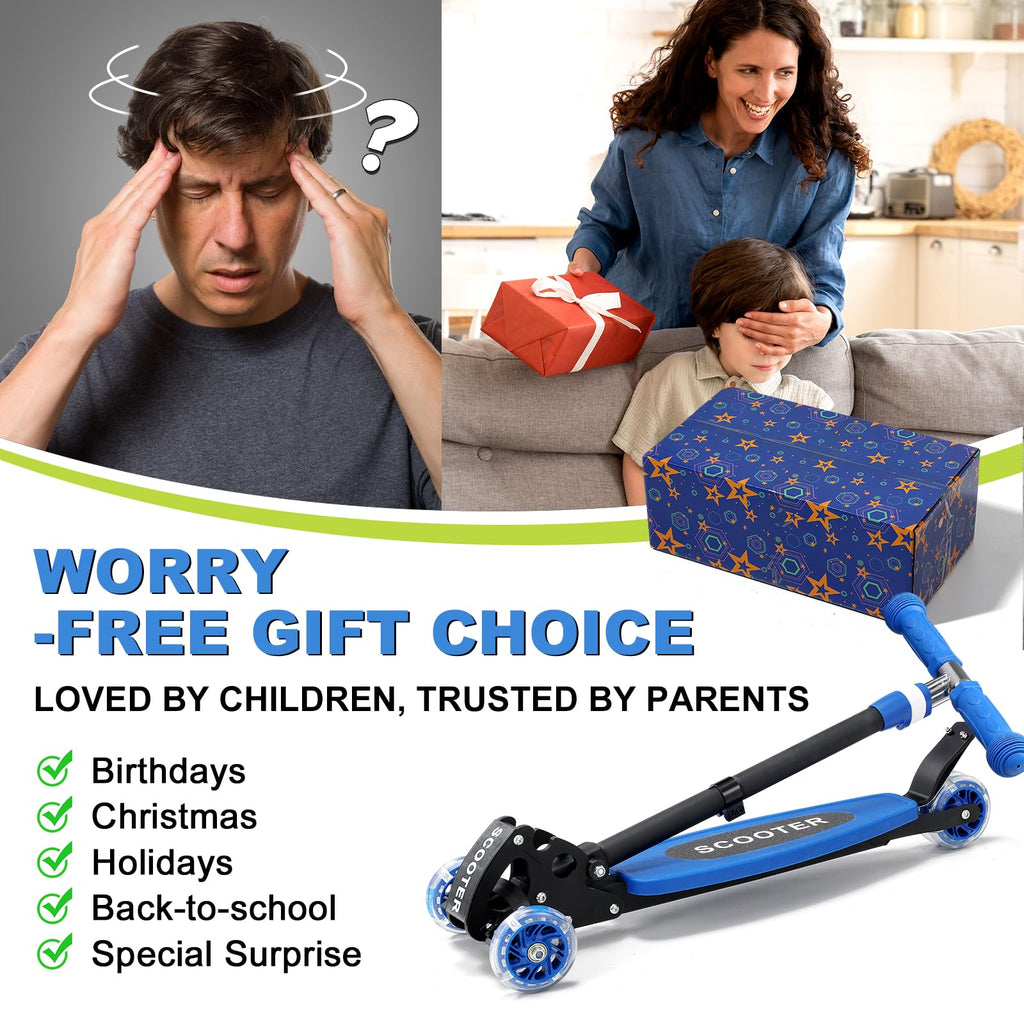 Light up 3 Wheels Folding Kick Scooter with Adjustable Handlebar C4140