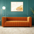 Orange Velvet Tufted 3-Seater Sofa K21970
