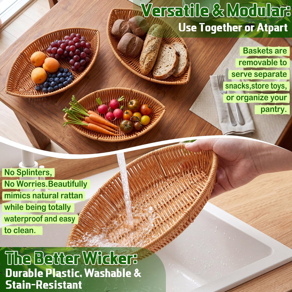 3 Tier Rattan Fruit Basket O821736