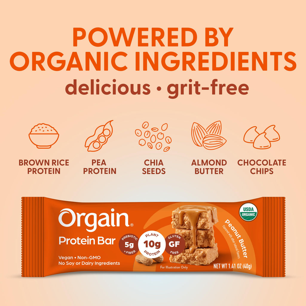 Organic Vegan 10g Protein Bars Peanut Butter 12 Pk F1647