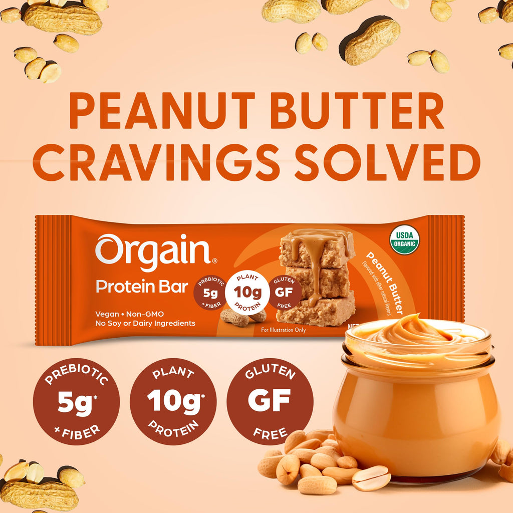 Organic Vegan 10g Protein Bars Peanut Butter 12 Pk F1647