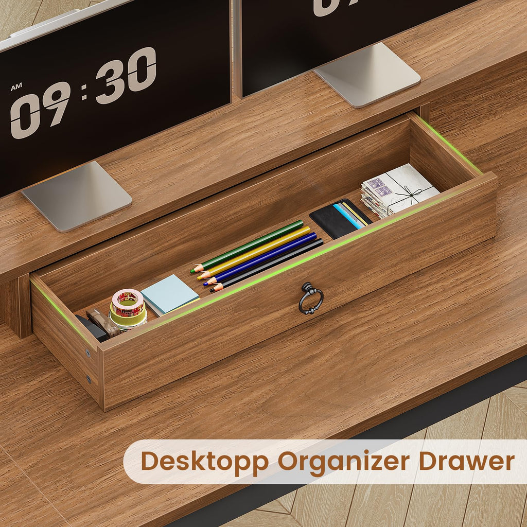 63" L Shaped Desk with Drawers and Storage Cabinet O614398