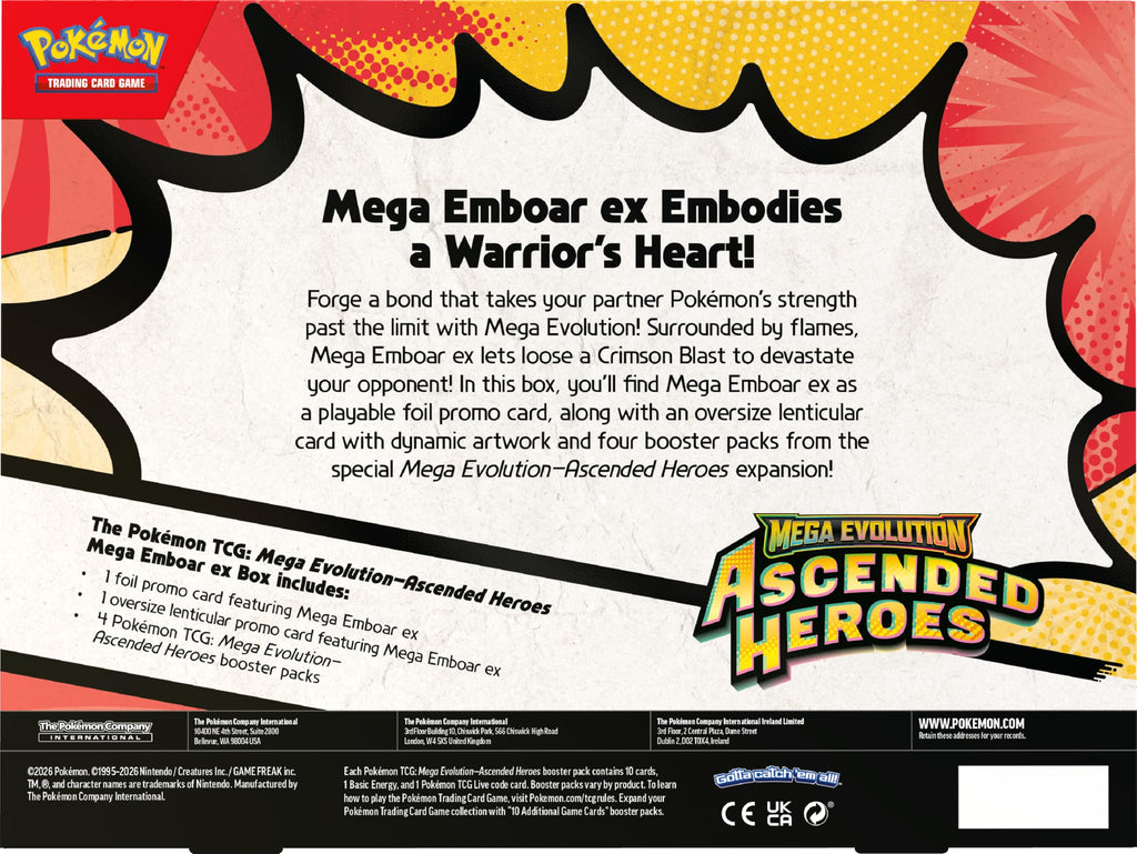 Mega Emboar ex Box (1 Foil Promo Card, 1 Oversize Lenticular Card & 4 Booster Packs) Y8087