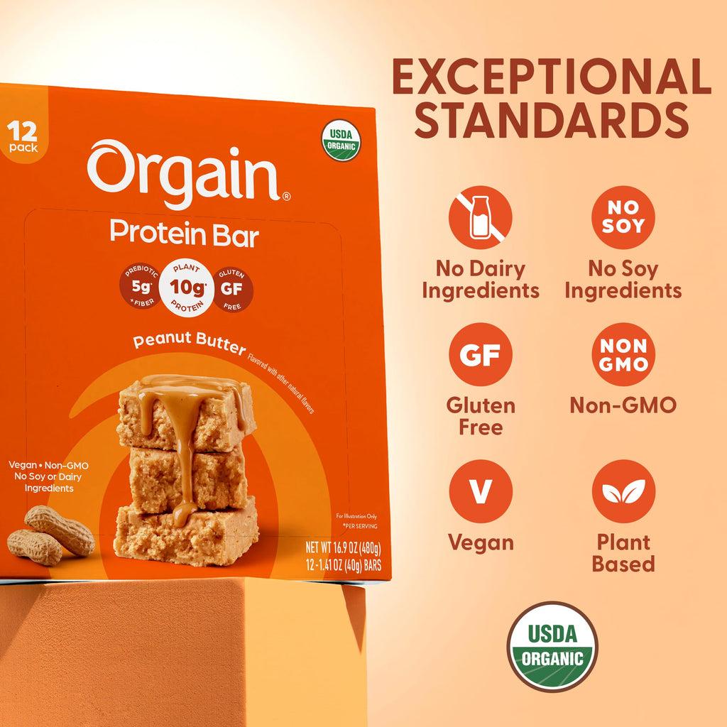 Organic Vegan 10g Protein Bars Peanut Butter 12 Pk F1647