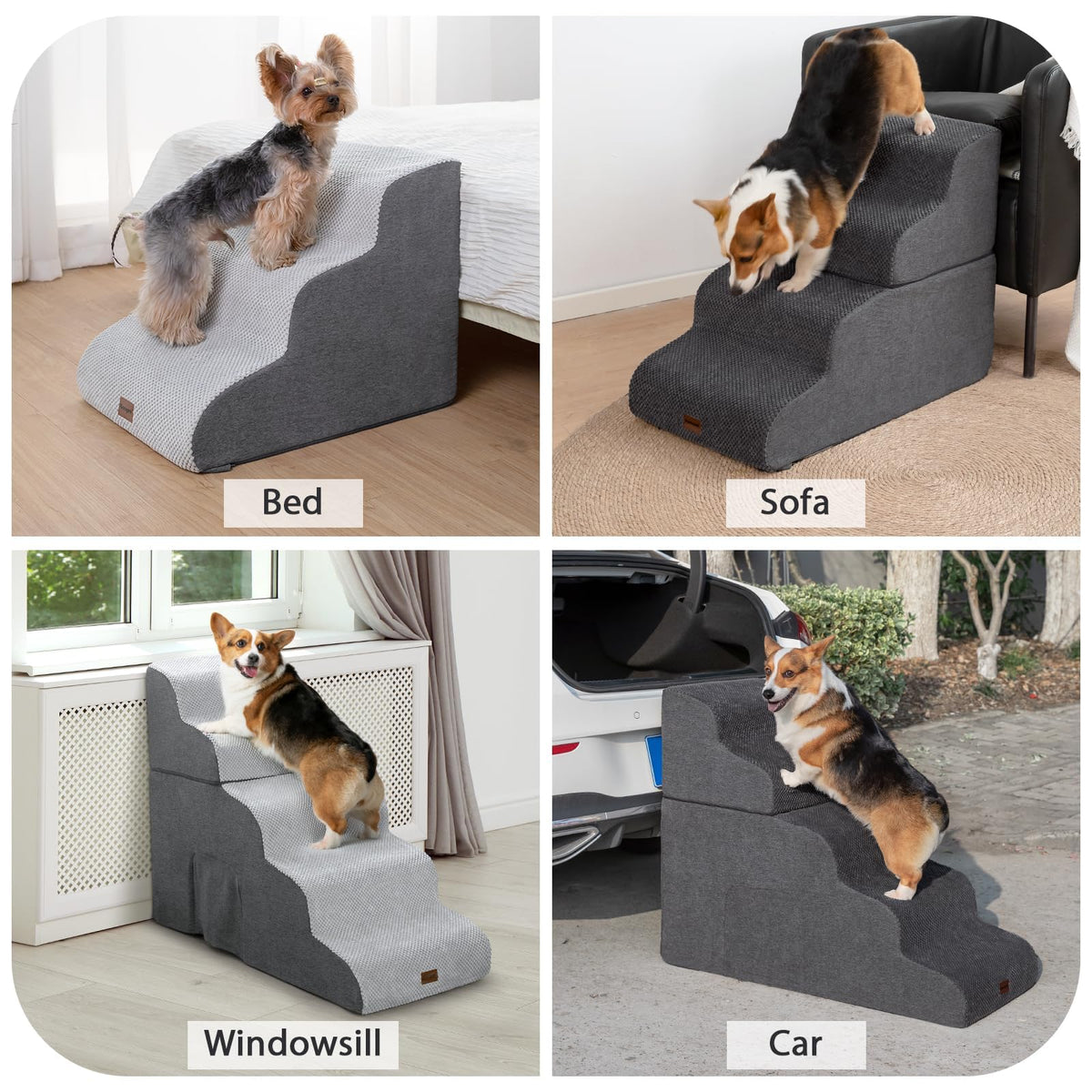 5-Step Non-Slip Dog Stairs with Tunnel D654