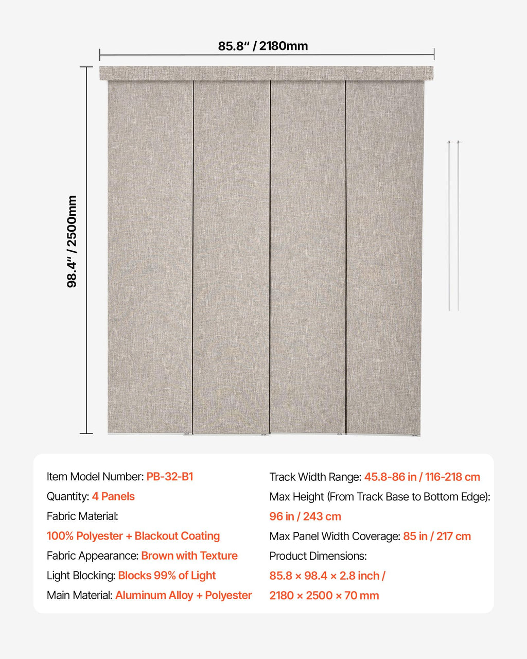 Brown Blackout Panel Track Blinds H5314