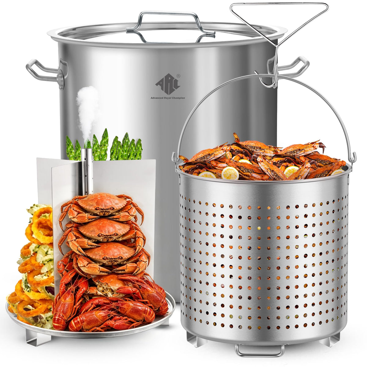 64QT Stainless Steel Stockpot with Basket T3956