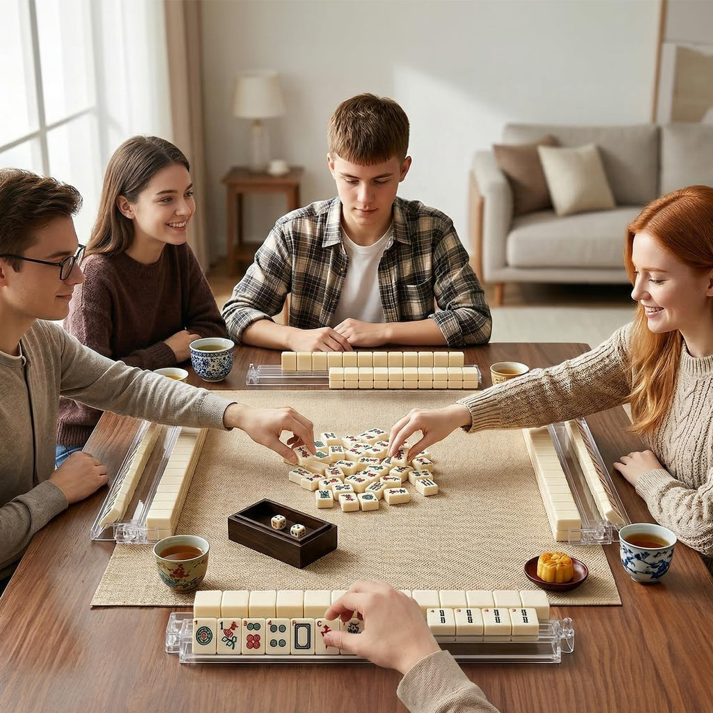 Set of 4 Clear Mahjong Racks with Pushers W858