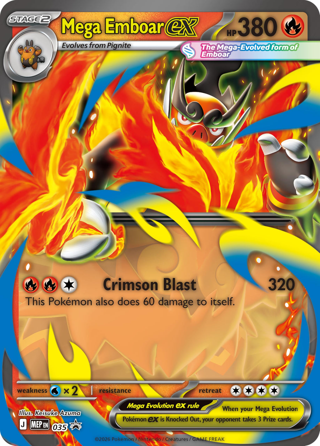 Mega Emboar ex Box (1 Foil Promo Card, 1 Oversize Lenticular Card & 4 Booster Packs) Y8087