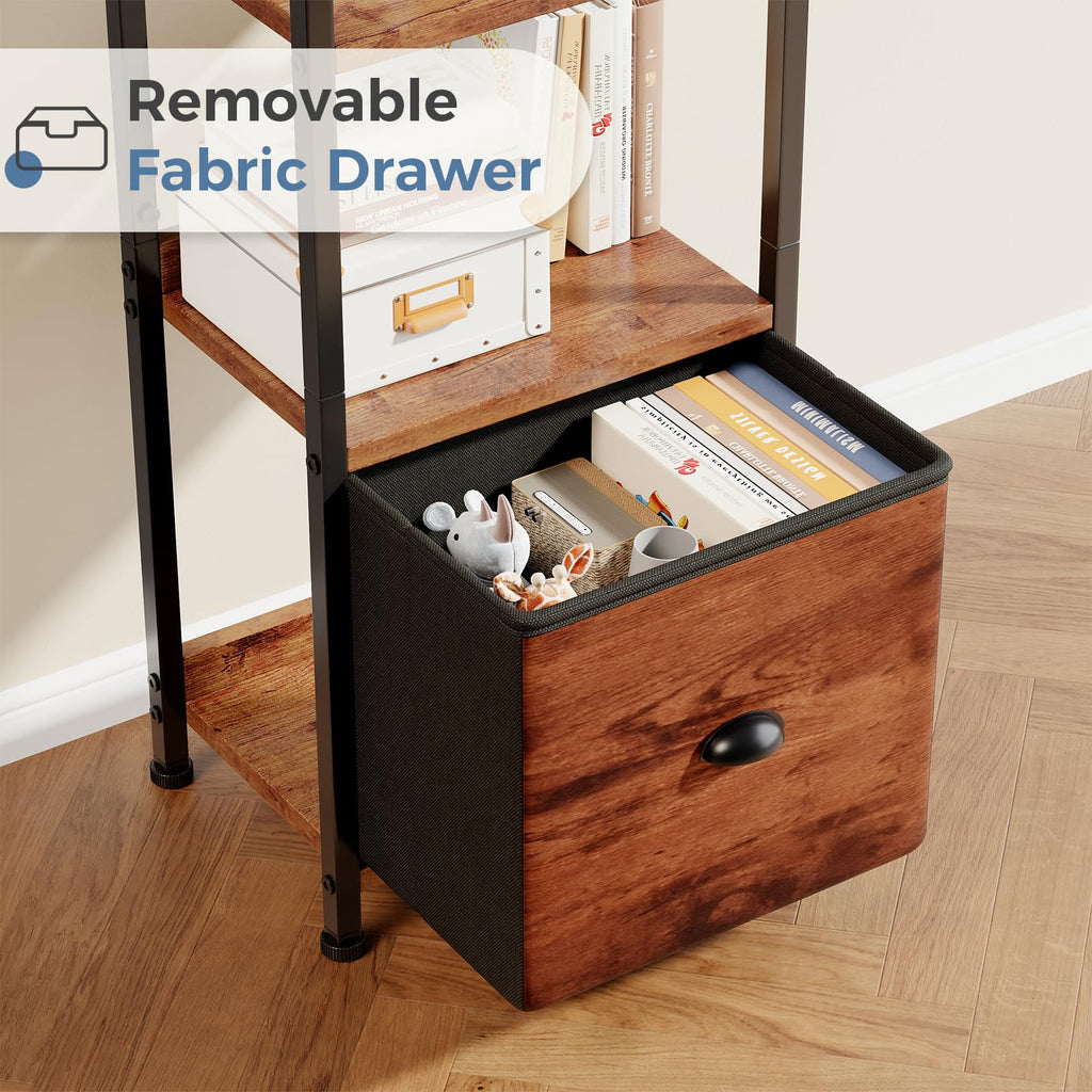 5 Tier Bookshelf with Fabric Drawer P88463