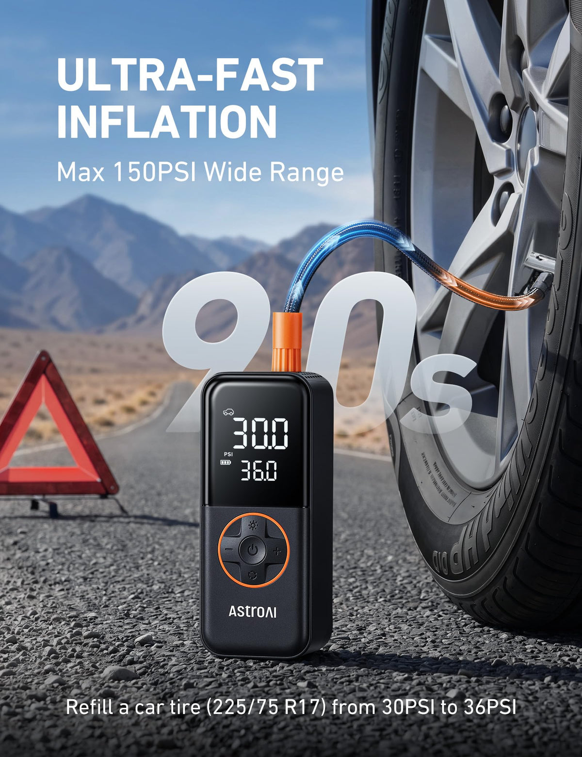 Cordless Portable Air Compressor 150PSI Tire Inflator T53519