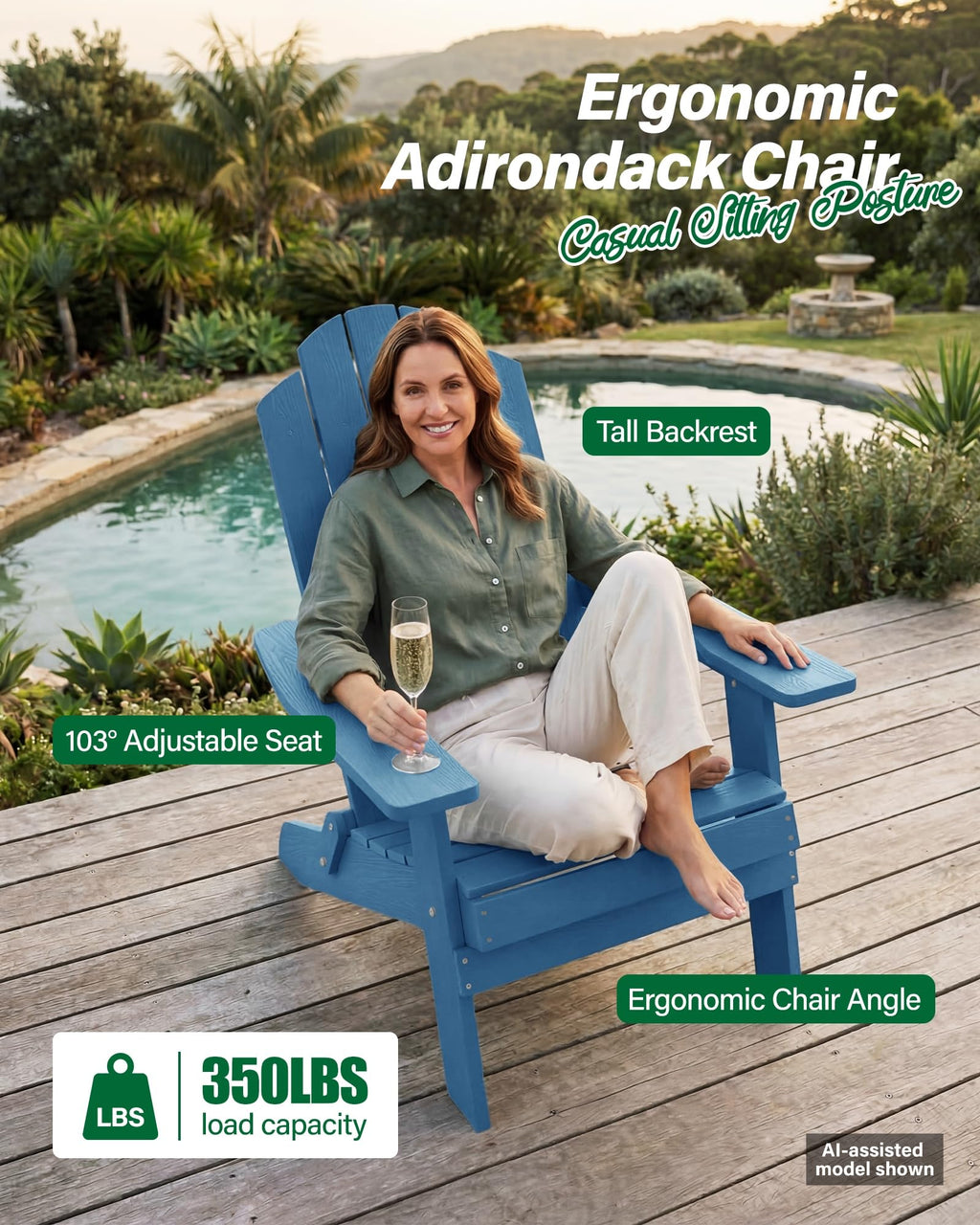 Folding Adirondack Chairs Set of 2 Plastic Chair K689096