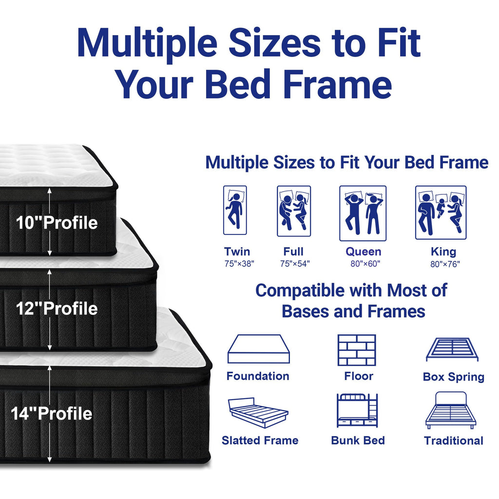 Full 12 Inch Hybrid Mattress with Memory Foam S364