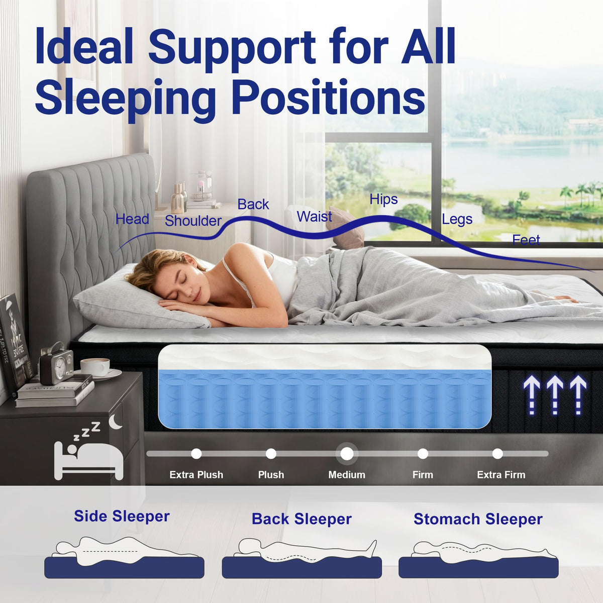 Full 12 Inch Hybrid Mattress with Memory Foam S364