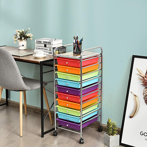 10 Drawer Rolling Storage Cart with Wheels Y584