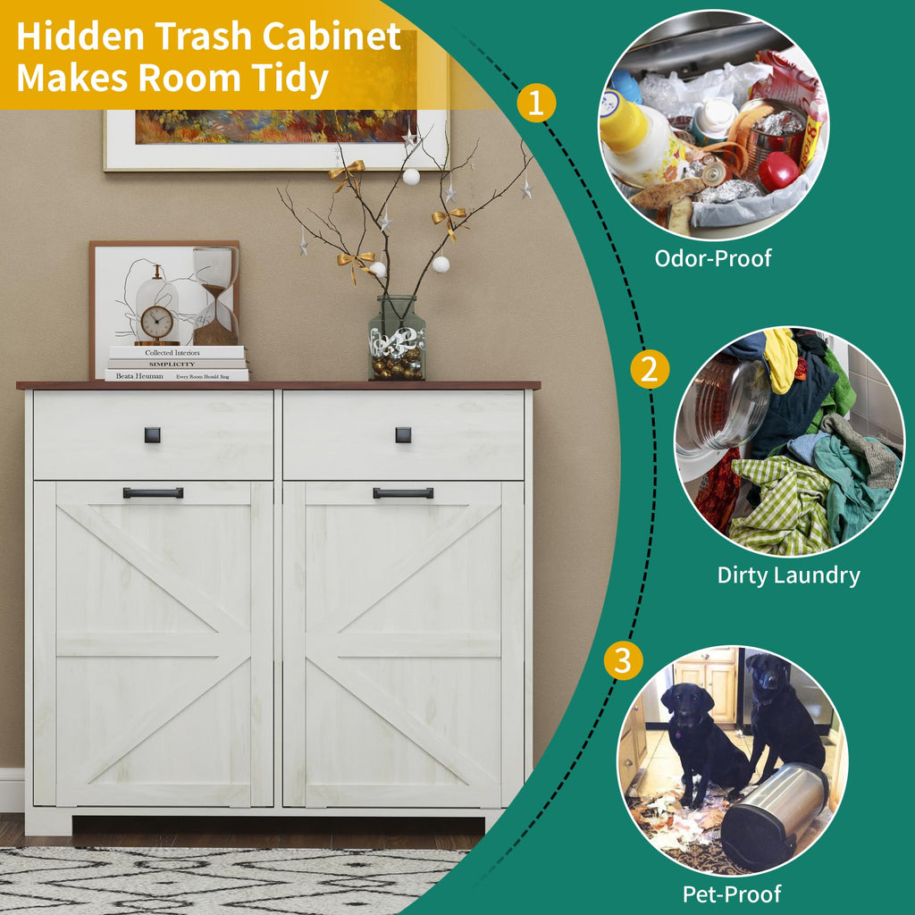 Antique White Double Tilt Out Trash Cabinet E6222