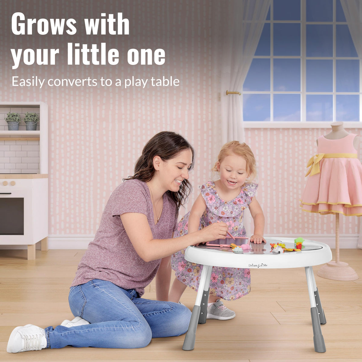 2 in 1 Baby Activity Center and Play Table with 3 Detachable Toys O80264