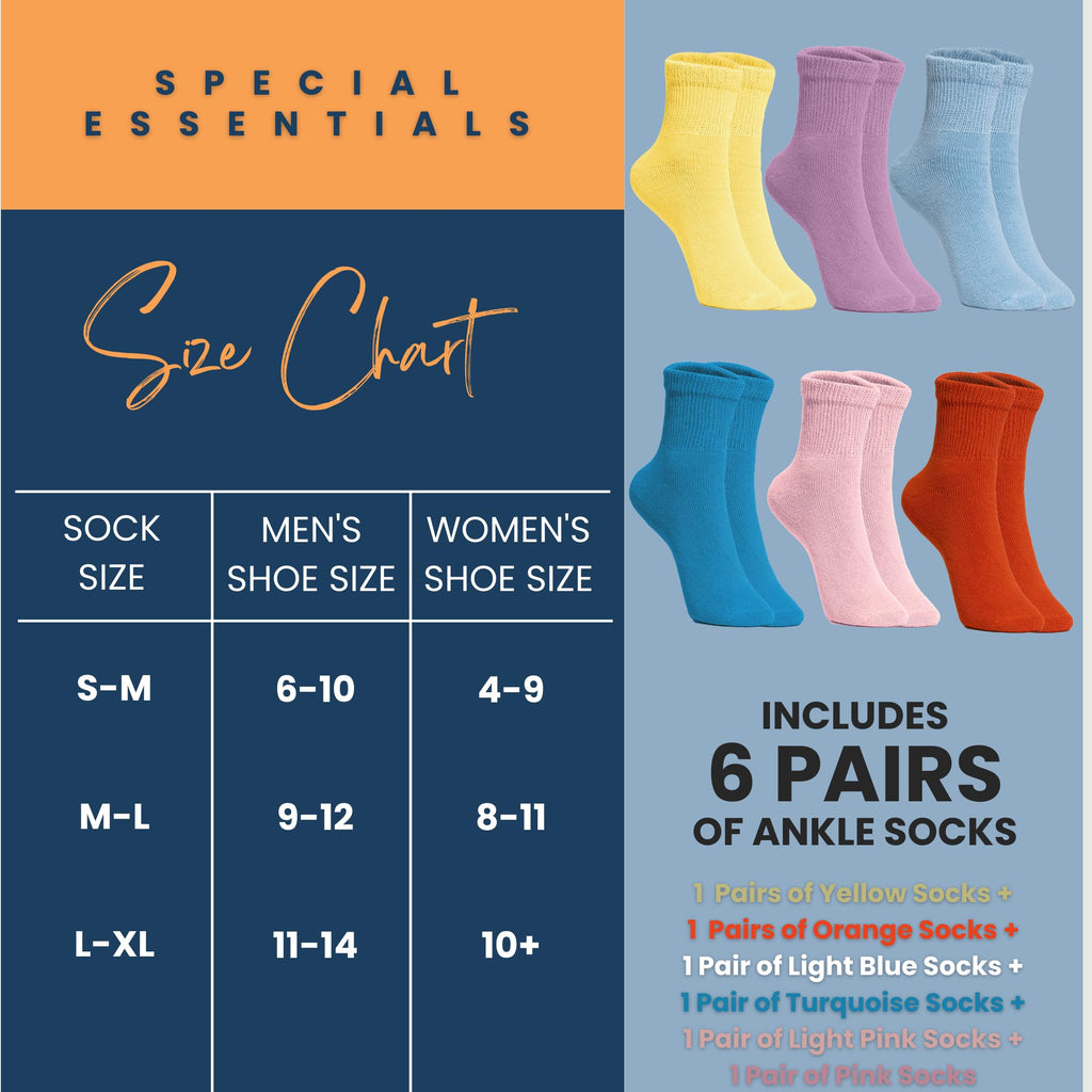 Women's Diabetic Ankle Socks, 6 Pairs, Non-Binding P478